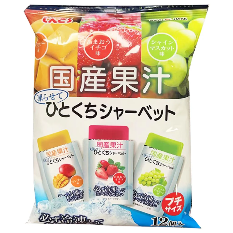 SHINKO Japanese Fruit Juice Sherbet (Freeze and Eat) 12P Sorbete de jugo de fruta japonés Shinko (para congelar y comer) 12p 216g<br><br> <br> <br> - Imagen 1