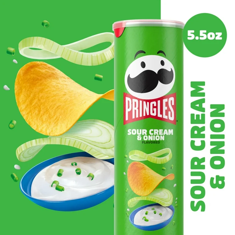 pringles sour cream & onion potato crisps chips 5.5 oz 品客酸奶油洋葱味 - 图片 1